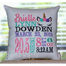 Unicorn - Birth Announcement Pillow